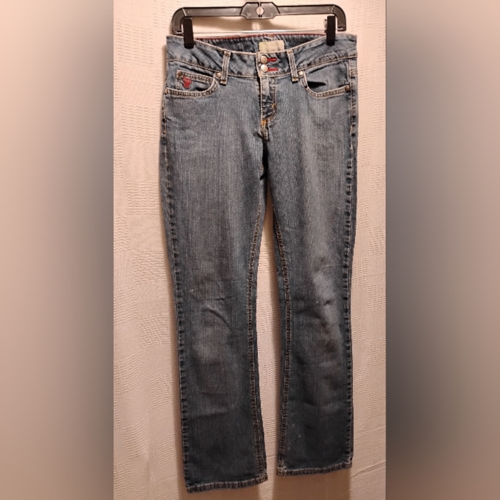 Vintage Wrangler Snap Front Cherry Lined Straight Leg Denim Jeans Jr.11 - Picture 8 of 14